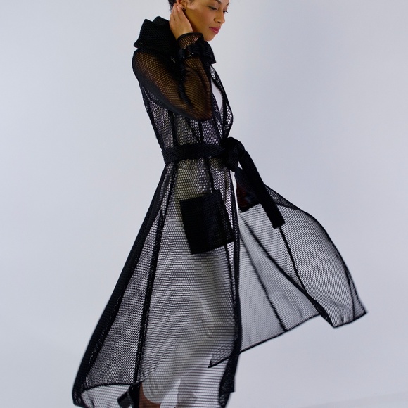 Samuel Dong Black Eyelet Trench Coat - Picture 2 of 6